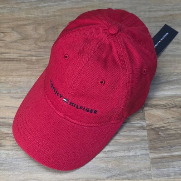 ?️NWT Tommy Hilfiger Red Logo Unisex Adjustable Baseball Hat One Size main image 7